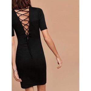 Aritzia Pink Lace Up Bodycon Knit Dress